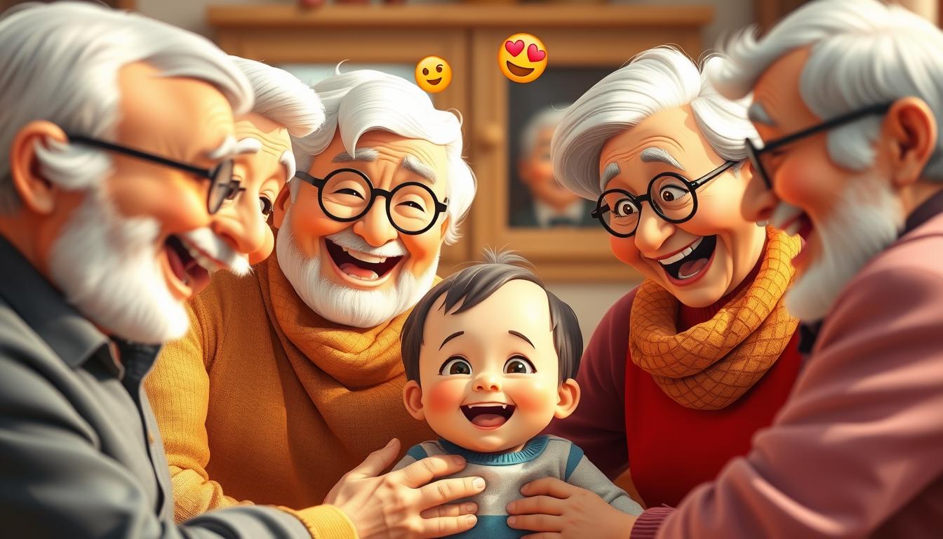 seniors using emojis with grandchildren