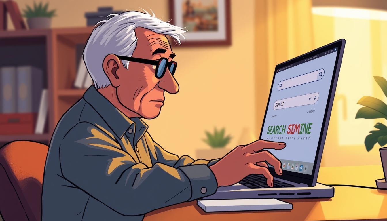 senior using search engine