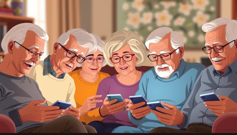seniors using smartphone technology
