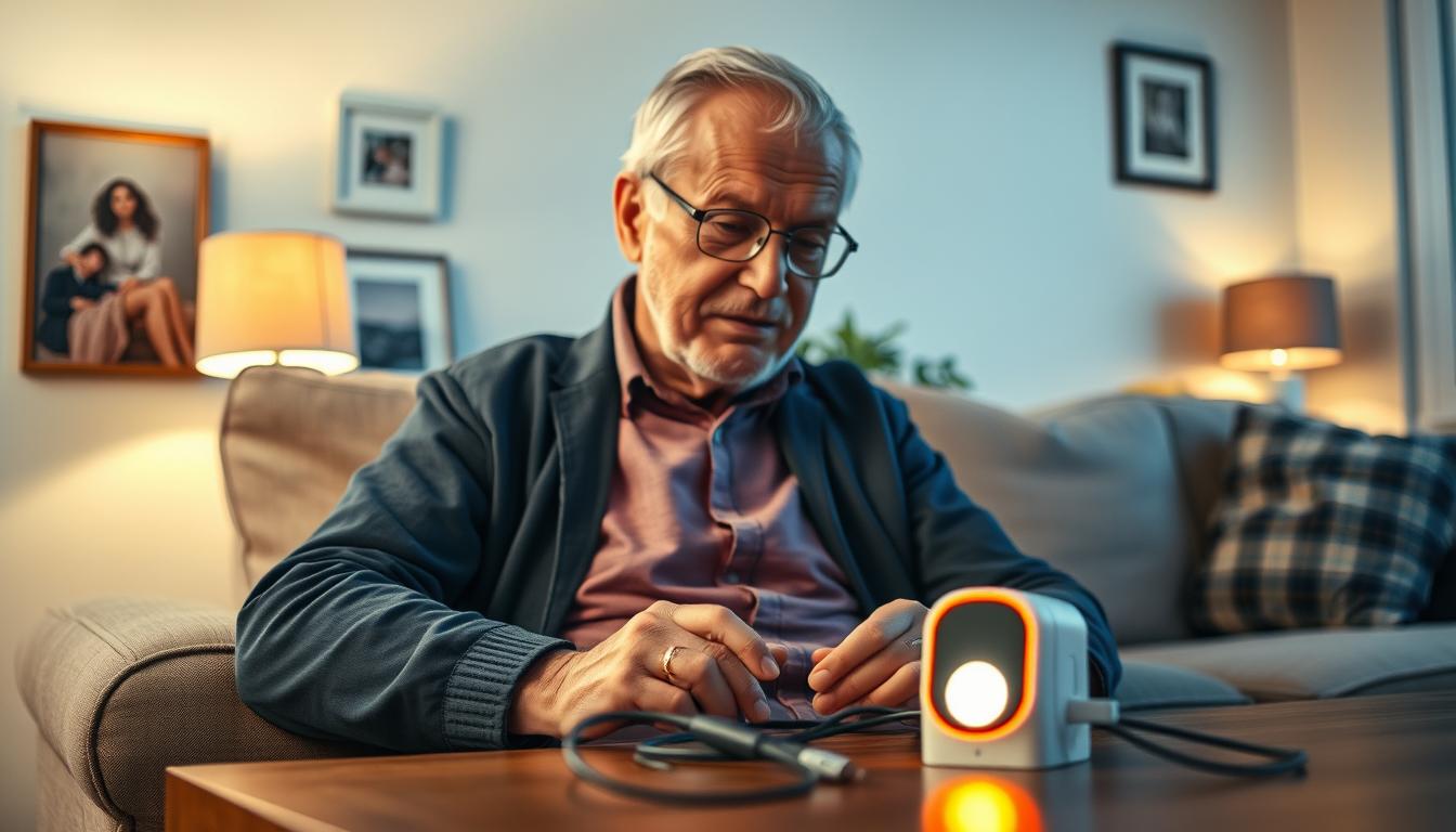 senior using home alert system