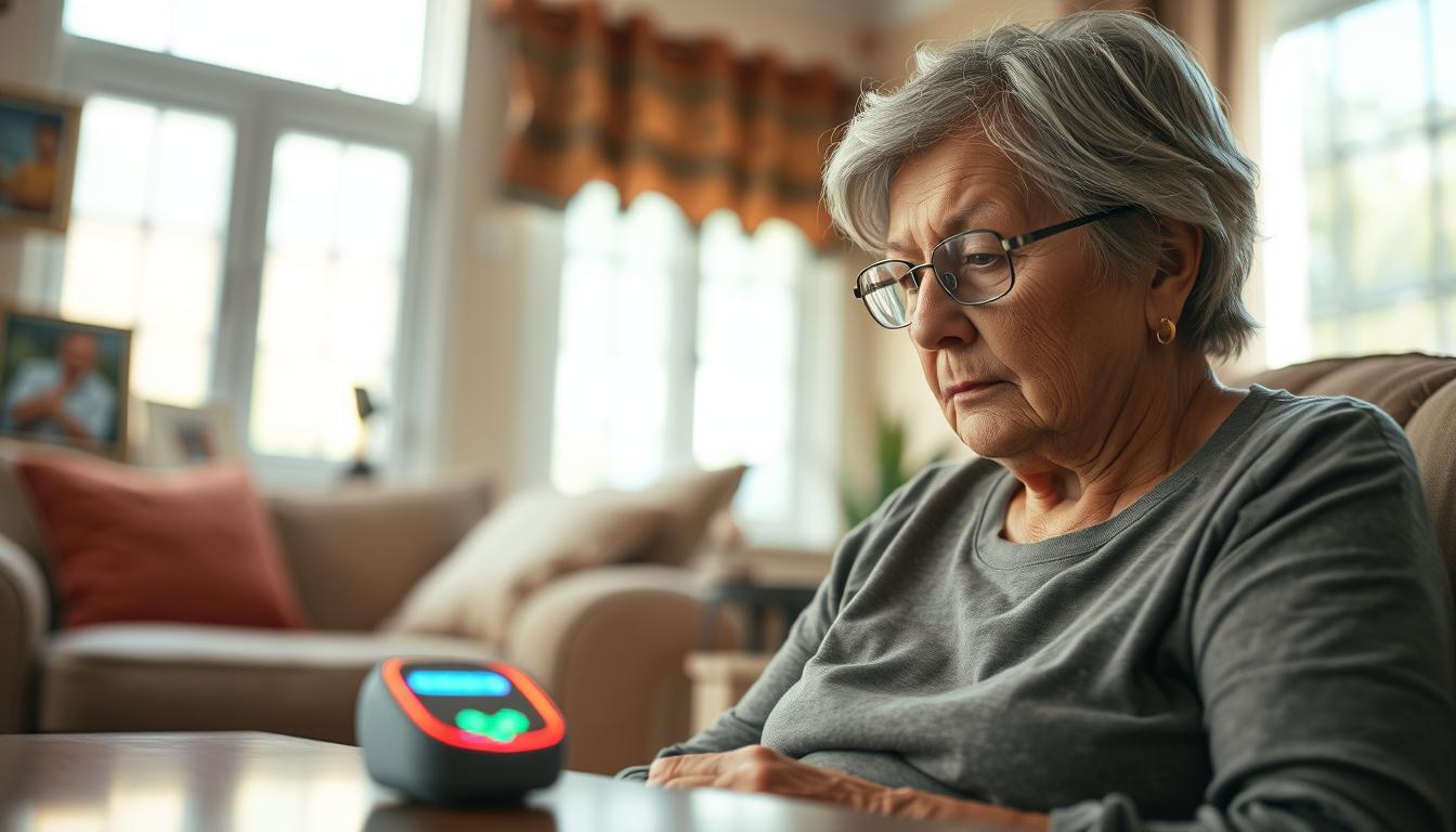 senior using home alert system