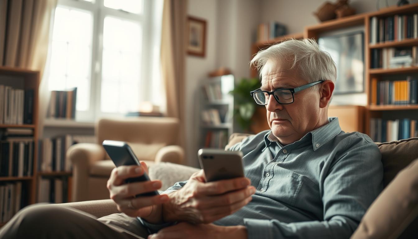 senior using smartphone accessibility features
