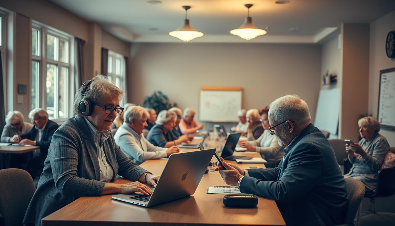 seniors learning technology together