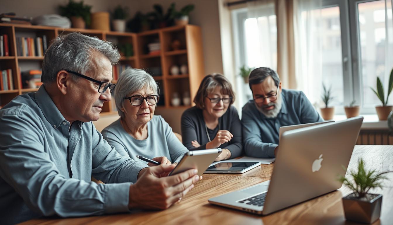 older adults learning digital technology together
